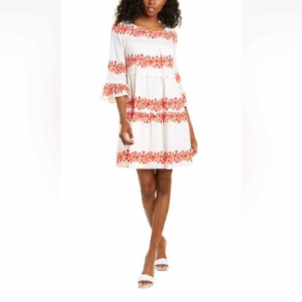 Violet Weekend Red and White Floral Summer Dress